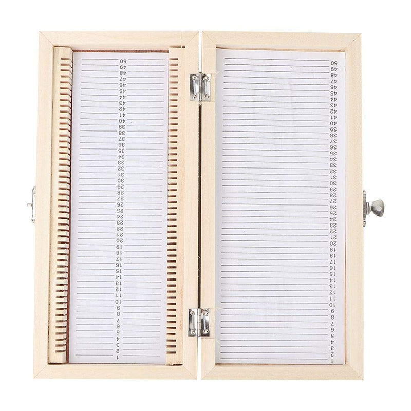 Biology Glass Prepared Microscope Slides Specimens Wooden Slide Storage Box Case 50PCS