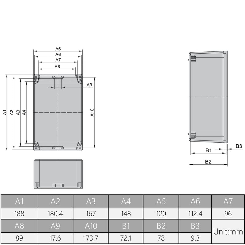 Circuit Breaker Box Distribution Protection Box IP65 ABS Transparent Cover Waterproof Power Supply Electronic Junction Box for Indoor Wall Circuit Breaker 8 Way 7.87x6.10x3.74 Inches (200x155x95mm) HT-8