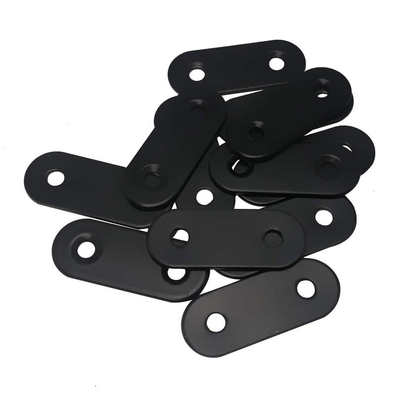 Alamic Straight Brace Stainless Steel Black Straight Flat Brace 16 x 40 mm Straight Corner Braces Straight Brackets with Screws - 12 Pack Straight Brace_16x40mm