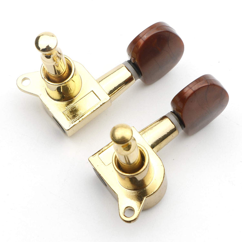 Unxuey 3R3L Semi-closed Golden Guitar Tuning Pegs String Tuners Keys Machine Heads Knobs Locking Tuners for Acoustic, Electric Guitar, Set of 6