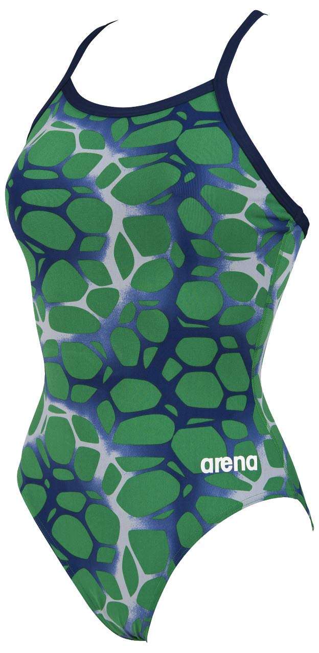 Arena Women's Polycarbonite Light Drop Back One Piece 28 Navy/Kelly Green