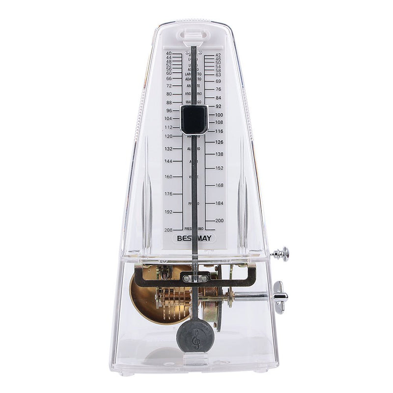 High Accuracy Mechanical Metronome for Violinist Ukulele Player, Transparent White