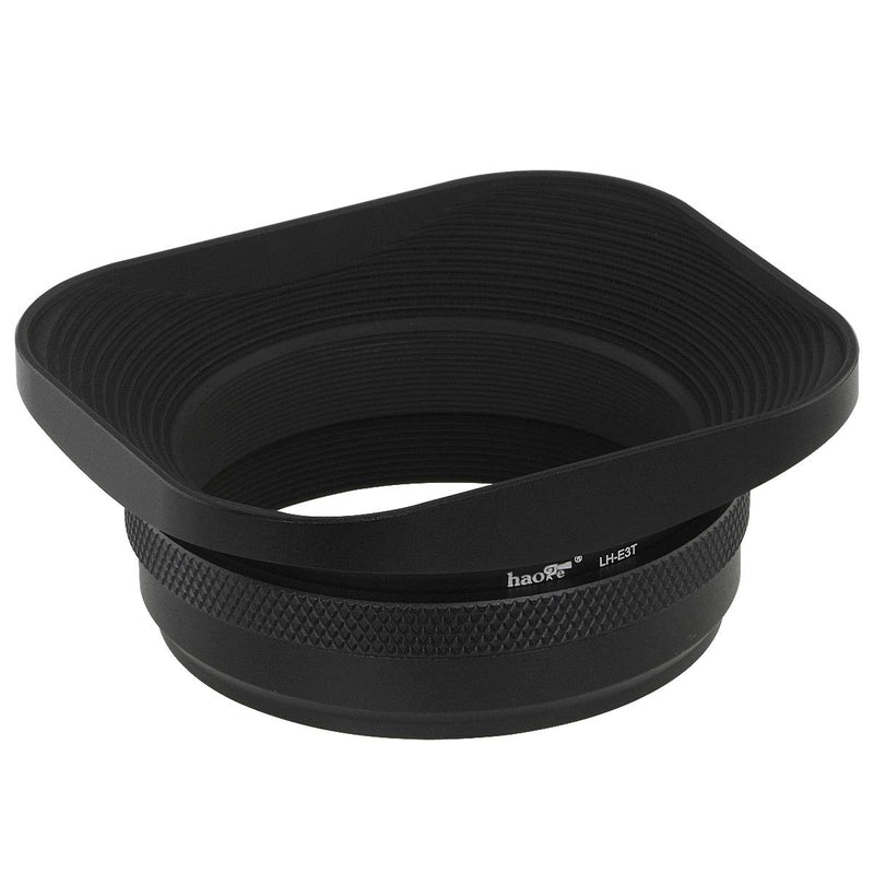 Haoge LH-E3T Square Metal Lens Hood with 49mm Adapter Ring with Cap for Fujifilm Fuji FinePix X100 X100S X100T X70 X100F X100V Camera Replaces Fujifilm LH-X100 AR-X100 LH-X70 Black