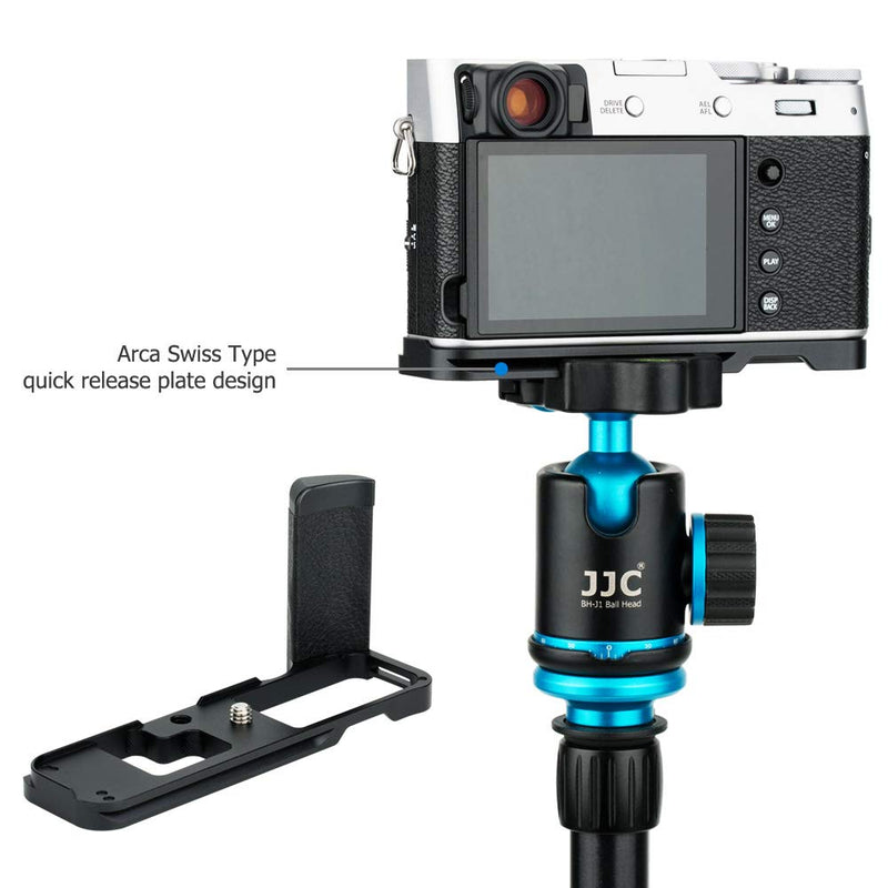 JJC Dedicated Metal Hand Grip L Bracket Anti-Slid Holder for Fujifilm Fuji X100V X100F Camera, Arca Swiss Type Quick Release Tripod Plate Design w/Battery Compartment Opening For Fujifilm X100V X100F