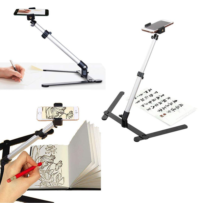 Photo Copy Pico Projector Stand Overhead Phone Mount Adjustable Tabletop Teaching Online Stand for Live Streaming Baking Crafting Demo Online Video and Draw Recording