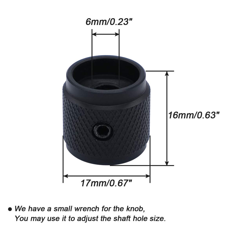 mxuteuk 4pcs Black Aluminum Alloy Potentiometer Control Knob Volume Audio Electric Guitar Bass Screw Type 17 x 16mm (dh) KNOB-04-BK