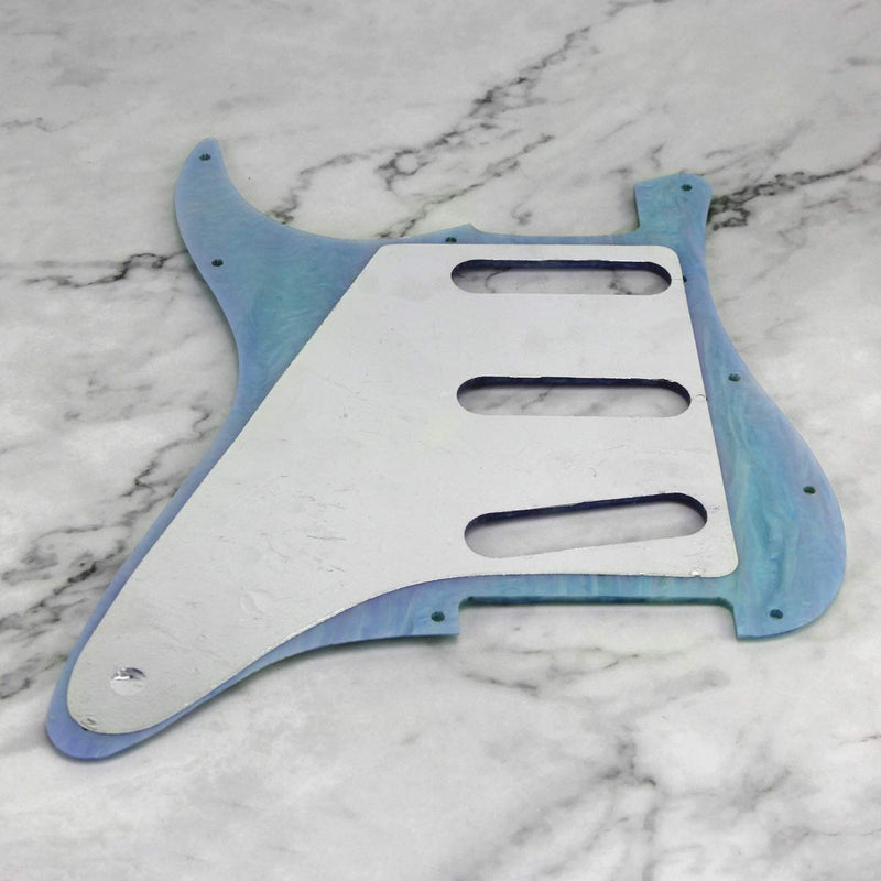 FLEOR 11 Hole Strat Pickguard Back Plate Set for Fender American/Mexican Standard Strat Guitar Part, 1Ply Blue Shell