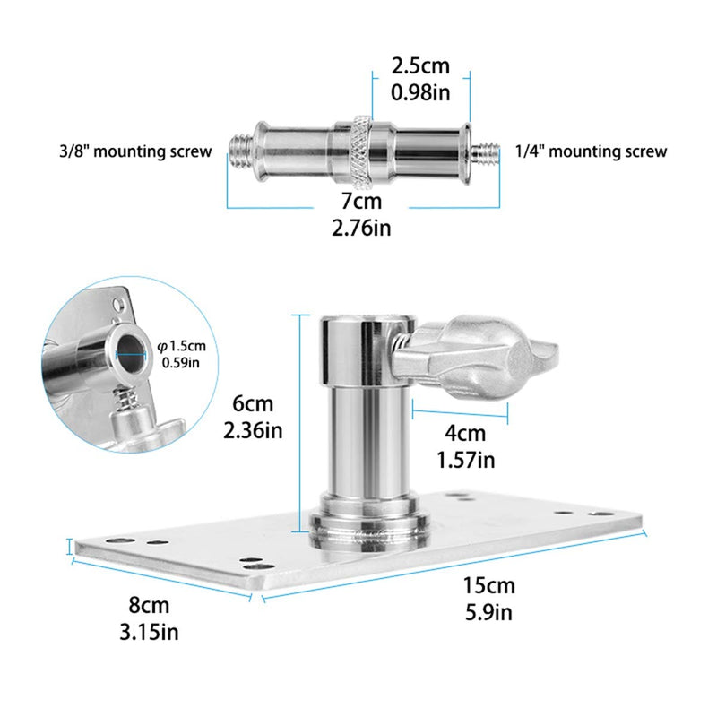 Meking Overhead Camera Wall Mount for Video Studio Lighting, Baby Wall Plate with 1/4 and 3/8 inch Thread Screw Photography Ceiling Stand for Strobe Light, Ring Light, Softbox, Flash etc