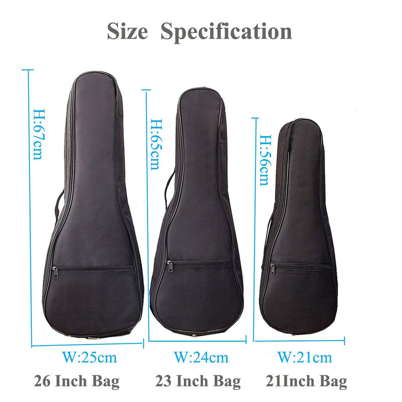 Black Portable Ukulele Gig Bag Waterproof Small Guitar Storage Case Durable Uke Single Shoulder Backpack For 21 Inch,23 Inch,26 Inch Ukulele (23 Inch) 23 Inch