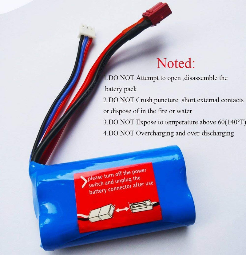 Rechargeable Li-ion Battery 7.4V 1500mAh Universal for WLtoys 4WD Rc Cars 12401 12402 12403 12404 12423 12428 Series Spare Part Replacement 12423 12428 12401 12402 12403 12404 Series
