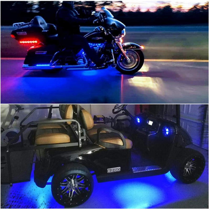 [AUSTRALIA] - EverBright 4-Pack Blue Led Strip Lights for Cars, 30CM 5050 12-SMD Waterproof Car Underglow Lights Motorcycles Golf Cart Decoration Led Interior Exterior Lights Strip with 3M Tape, DC-12V 