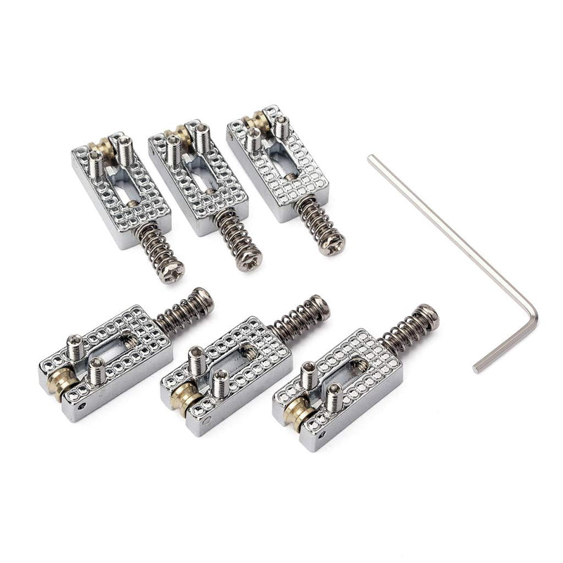 Alnicov 6 Pcs Roller Bridge Saddles Replacement Tremole Saddles for Electric Guitar（Chrome）