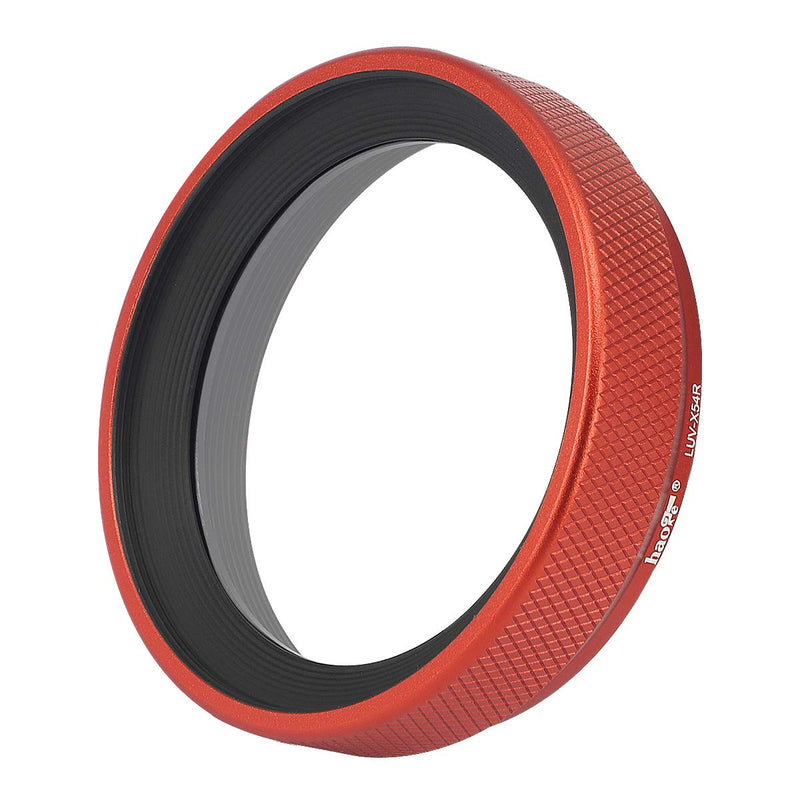 Haoge LUV-X54R Metal Lens Hood with MC UV Protection Multicoated Ultraviolet Lens Filter for Fujifilm Fuji X100V Camera Red