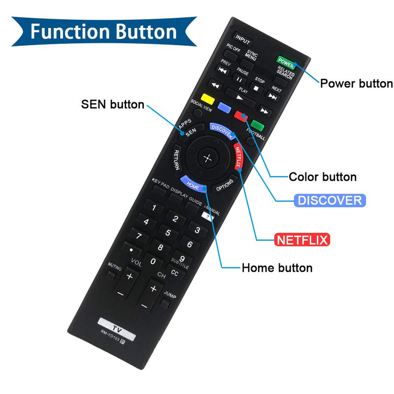 AZMKIMI RM-YD102 RM-YD103 Universal TV Remote Control Replacement for Sony Bravia HDTV LCD LED 3D Smart TV