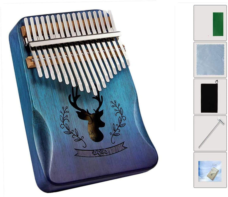 Far win Kalimba - 17 Keys Thumb Piano - with Study Instruction and Tune Hammer, Portable Mahogany African Wood Finger Piano, Perfect Gift for Kids Adult Beginners (blue) blue