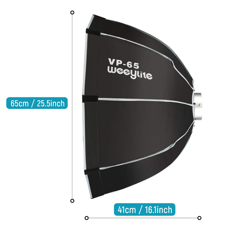 Weeylite 25.6in/ 65cm Octagonal Softbox with Bowens Mount Speedring,Inner & Outer Diffusers with Carrying Bag for Photo Studio Lighting Flash Video Light