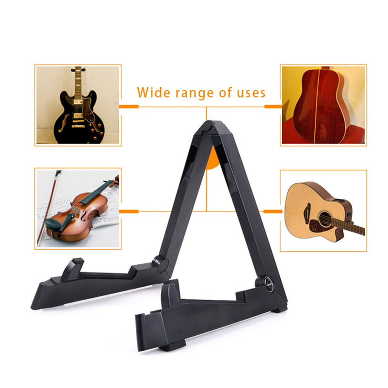 Guitar Stand, Foldable Instrument Stand ABS Material Universal for Acoustic,Classical, Electrical and Bass Guitar, FL-01P, Black