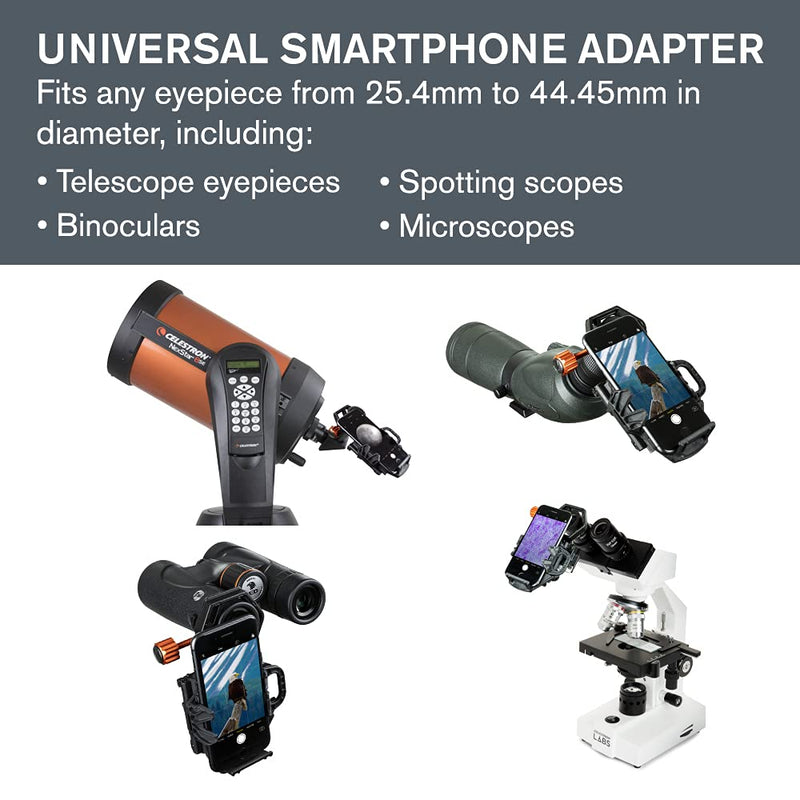 Celestron - NexGO 2-Axis Universal Smartphone Adapter - Digiscoping Smartphone Adapter - Capture Images and Video Through Your Telescope or Spotting Scope NeXGO 2-Axis Smartphone Adapter