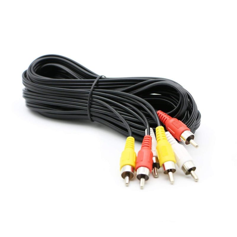 Pasow 3 RCA Cable Audio Video Composite Male to Male DVD Cable (15 Feet) 15 Feet