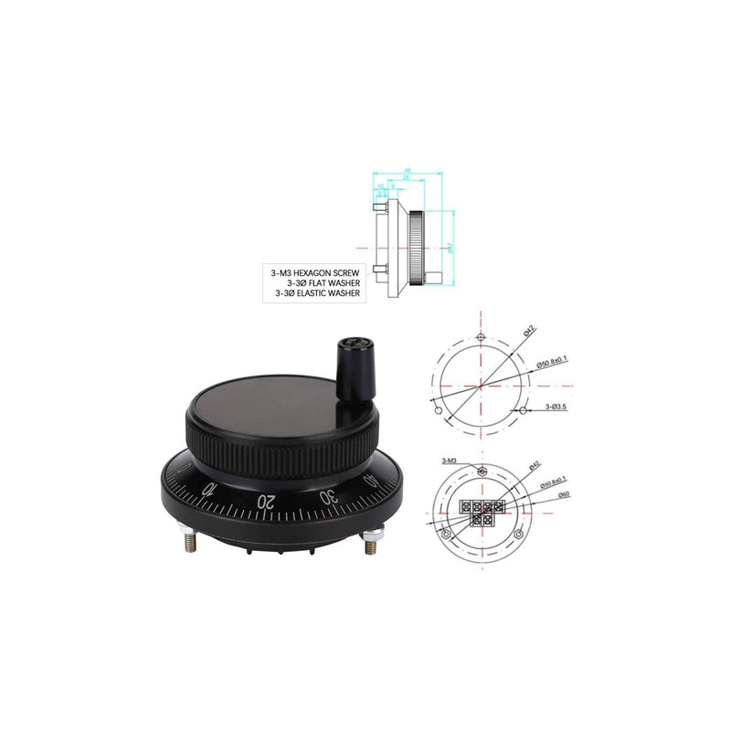 6 Terminal Manual Pulse Encoder,IP54 Aviation Aluminum Rotary Knob Encoder ,100 Stop Positions CNC Mill Router Control System Electronic Hand Wheel