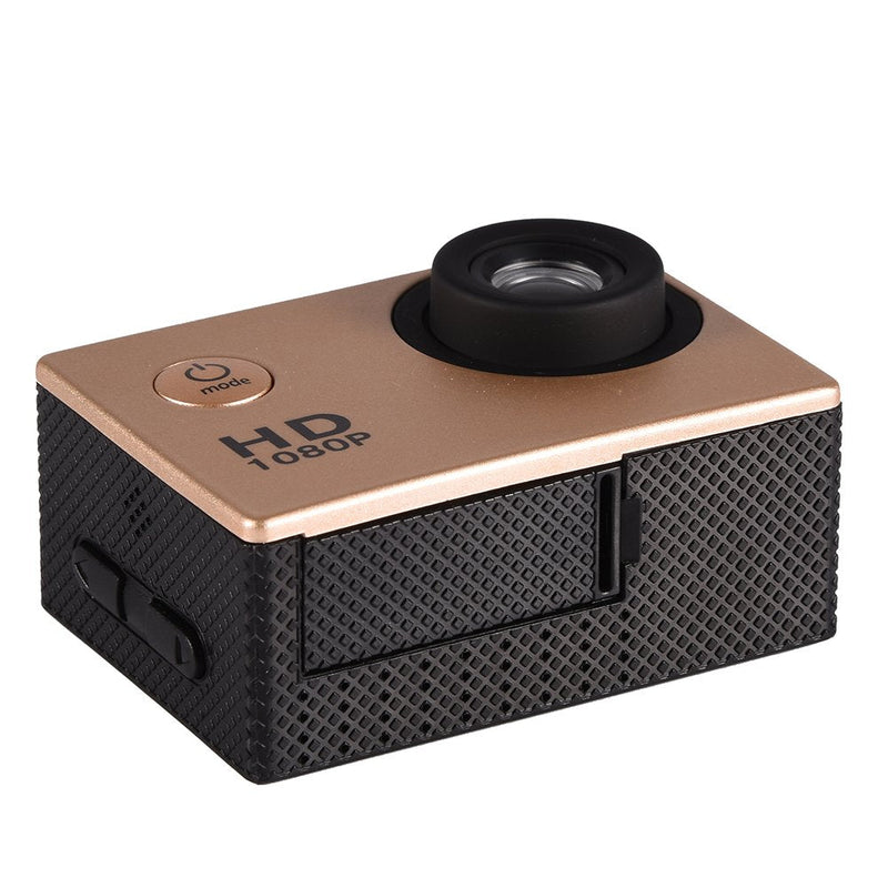 [AUSTRALIA] - Action Camera 12MP Waterproof 30m Outdoor Sports Video DV Camera 1080P Full HD LCD Mini Camcorder with 900mAh Rechargeable Batteries and Mounting Accessories Kits(Gold) Gold 