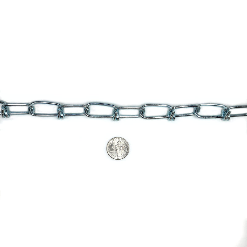 #3 x15ft Zinc-Plated Double Loop Chain, Weldless Link Chain for Hanging Ceiling Fan, Swing, Light, Pots, Utility Chain, Indoor and Outdoor Home Improvement Use. Steel Chain with 90lbs Capacity