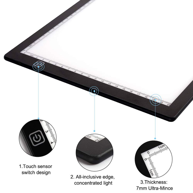 A4 Light Board, HOHOTIME Tracing Dimmable LED Light Pad with Eye-Soft Technology for Artists, Diamond Painting, Drawing, Sketching