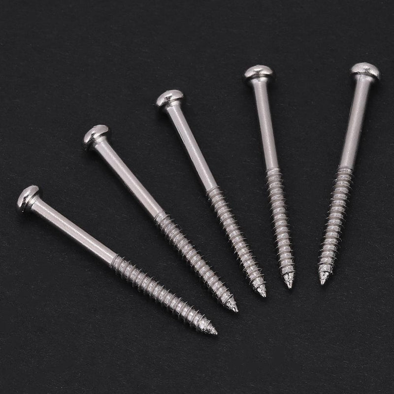 Dilwe 50pcs Bass Pickup Screws, Nickel Plated Steel Bass Pickup Mounting Screws Repair Parts for JB Jazz Bass