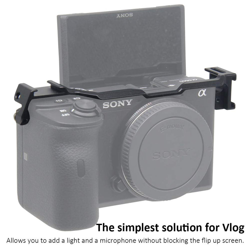 Dual Cold Shoe Adapter Relocation Plate, Easy Hood Microphone Extension Cold Shoe Mount for Sony Alpha A6600 Camera, Vlogging Video Making Shooting Accessory