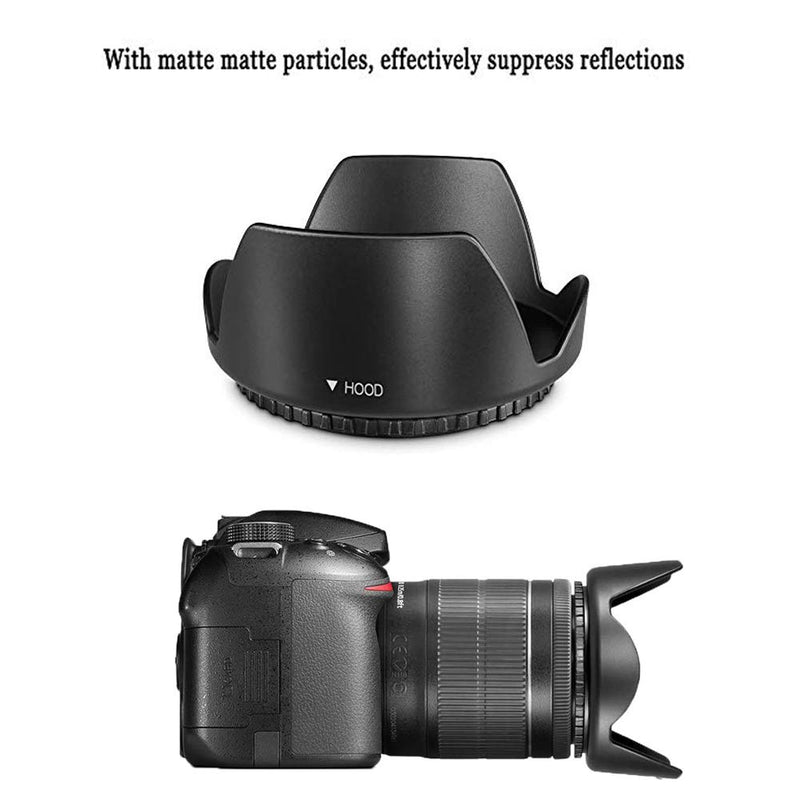 RENYD 55mm Reversible Tulip Flower Lens Hood &55mm Front Lens Cap & Rear Lens Cap & Body Cap Replacement for Canon EF-M 11-22mm f/4-5.6 is STM Lens with 55mm Filter Thread