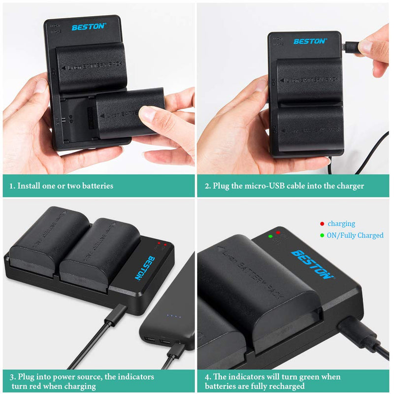 [AUSTRALIA] - BESTON 2-Pack LP-E6 LP-E6N Battery Pack and Rapid USB Charger for Canon EOS R R5 R6, 6D 7D 60D 70D 80D 90D, 5D Mark II III IV, 6D Mark II, 7D Mark II, 5DS R, XC10 XC15 Cameras 
