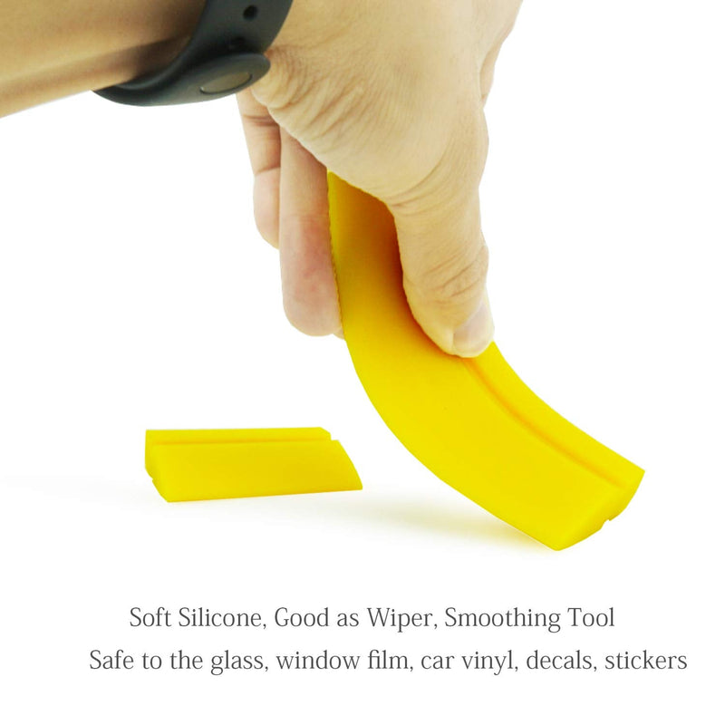 ECOmorning 2Piece DIY Mini Squeegee Silicone Squeegee Window Tint Squeegee for for Window Glass, Mirror, Shower - Yellow 2pcs