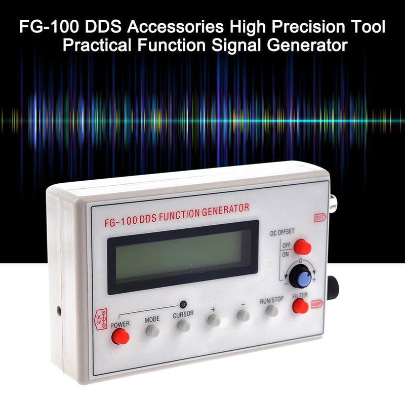 Saycker 1hz-500khz Fg-100 DDS Signal Generator,DC4-10v Power Supply,for The Scan Time Calibration Factor,Oscilloscope Attenuation Links White