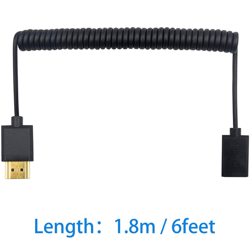 Duttek 4K HDMI Cable, HDMI Extender Cable, HDMI Male to Female Coiled Cable Compatible for Nintendo Switch, Xbox One S 360, PS5, PS4, Roku TV Stick, Blu Ray Player, etc 1.8M/6 Feet Male to Female 1.8M