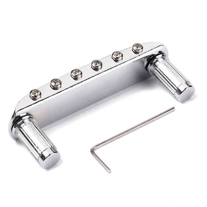 Alnicov Adjustable Saddle Bridge with Thimbles for Mustang Jaguar and Jazzmaster Guitar, Chrome