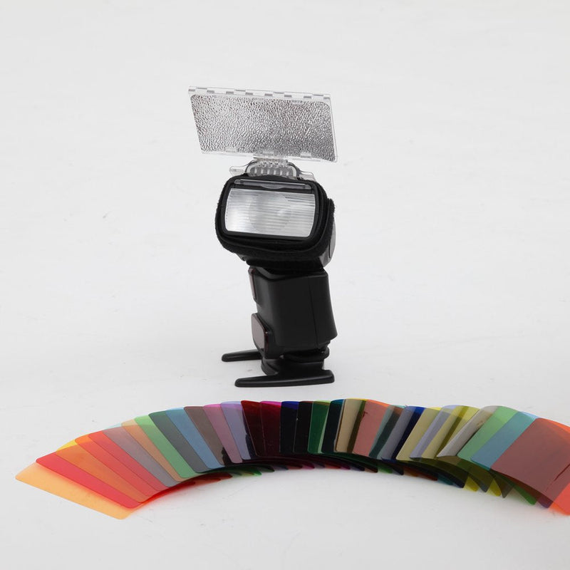 Fomito Color Gel Kit Filter 30ps w/Gels-Band & Reflector for Canon Nikon Olympus Pentax Yongnuo Neewer Godox Speedlite