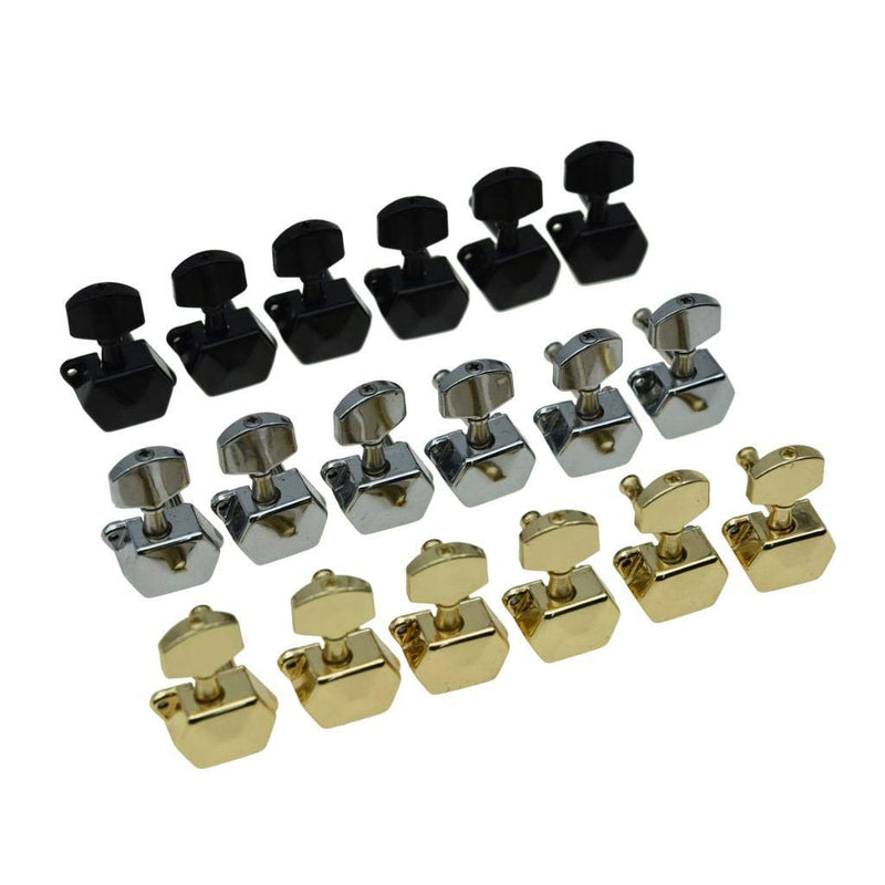 KAISH 6 Inline Semi-Closed Guitar Tuning Keys Pegs Guitar Tuners Machine Heads for Electric Guitars Black