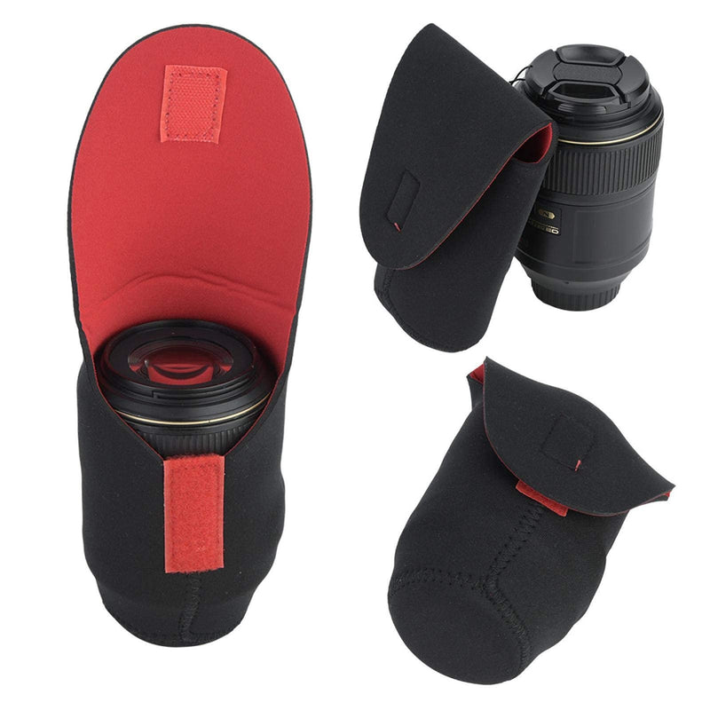 Hilitand Camera Lens Bag Set, 5pcs S~XXL Neoprene Lens Pouch Bag with Hook/Loop, Shockproof Protective Case Set for Lens, Lens Storage Bag Accessory for SLR