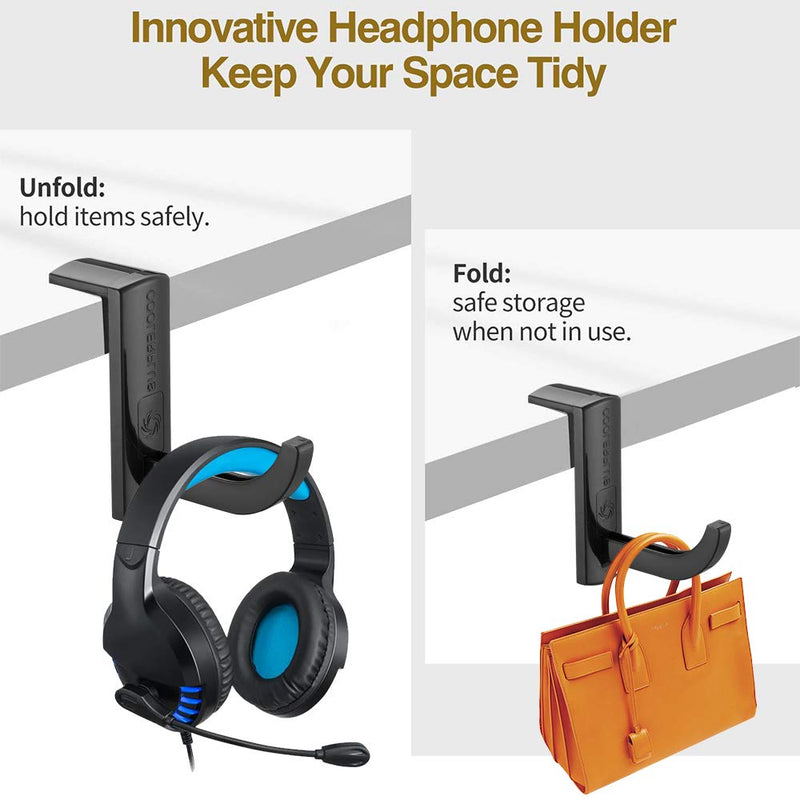 Coolerplus PC Gaming Headset Headphone Hook Holder Hanger Mount,4 Packs for Headset Stick on Monitor Stand, PC, Desktop