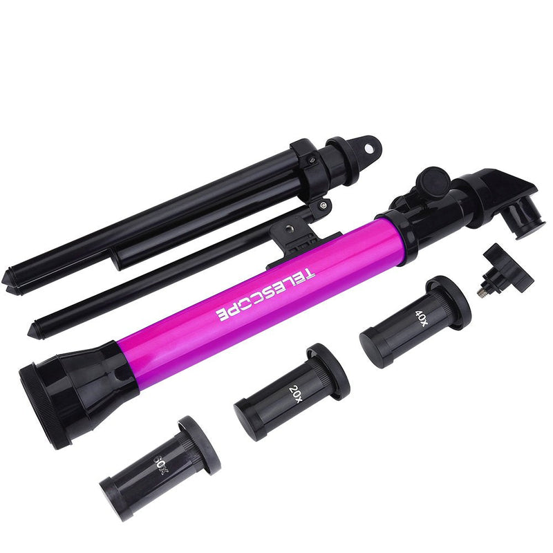 Telescope for Kids Beginners, Travel Scope, Equipped with 20X, 40X, 60X Interchangeable Eyepieces, Portable Travel Telescope with Tripod, Best Gift for Child (Purple) Purple