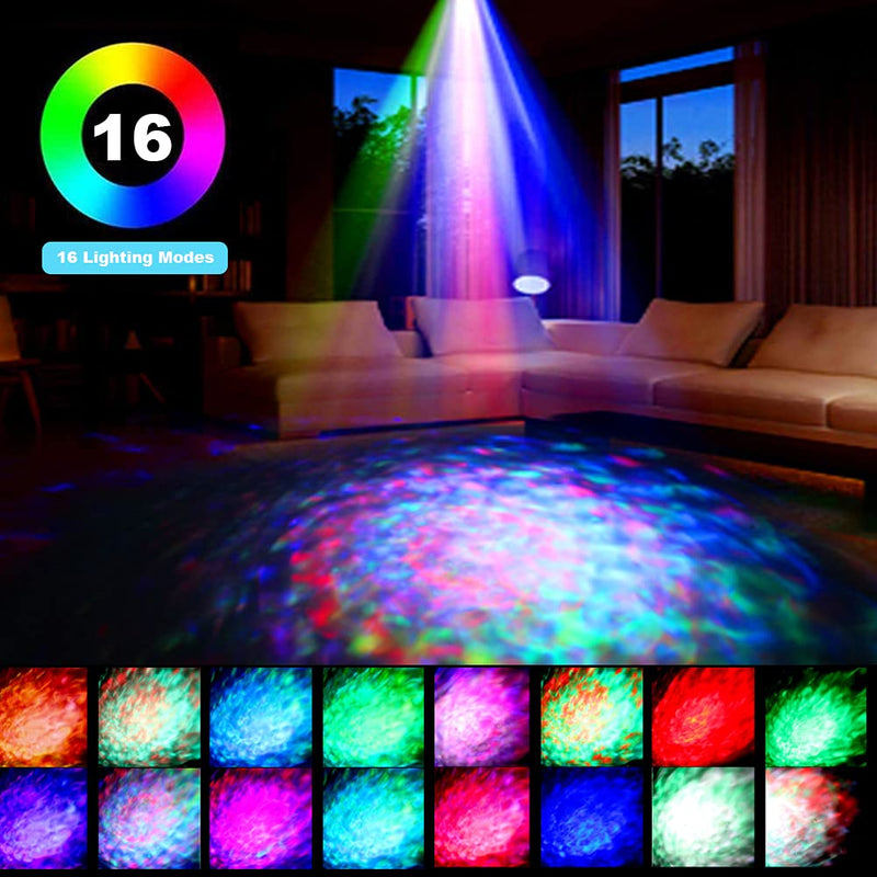 Disco Party Lights Sound Activated Ocean Wave Projector Disco Light with Remote Control 16 Color Changing Water Ripple Light for Kid Bedroom Living Room Ceiling Decoration