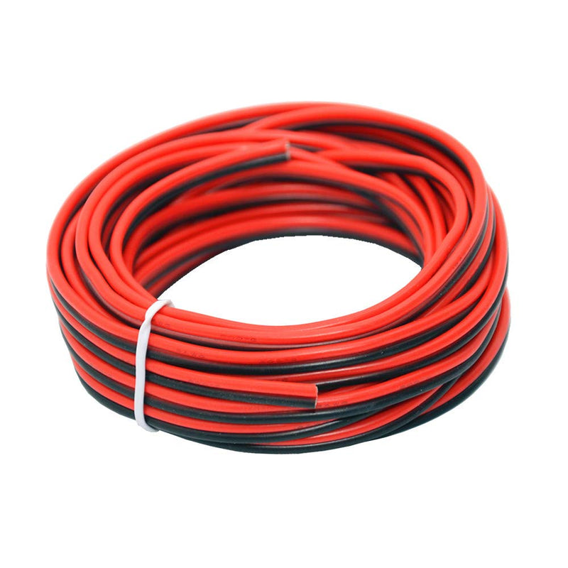 TUOFENG 18 AWG Silicone Electrical Wire 30 Feet [15 ft Black and 15 ft Red] 2 Conductor Parallel Wire Soft and Flexible Tinned Copper Wire - Insulated Stranded Wire 18AWG-15 Feet