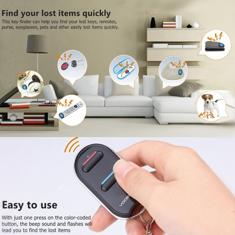 VODESON Wireless Key Finder RF Item Locator Item Tracker with Remote for Keys Keychain Wallet TV Remote Phone Luggage Pet Remote Beeper Tracking Device- No APP Required,Battery Included (2 Receivers) 2 Receivers