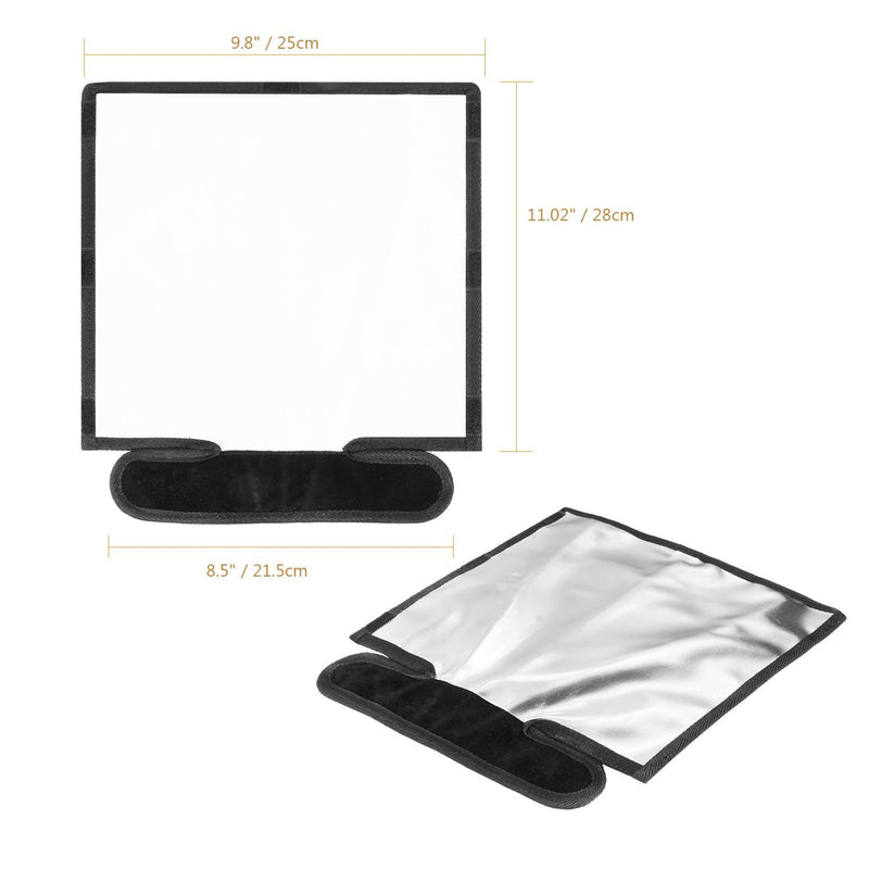 waka Flash Diffuser Reflector Kit - Bend Bounce Flash Diffuser+ Silver/White Reflector for Speedlight, Universal Mount for Canon, Nikon, etc.
