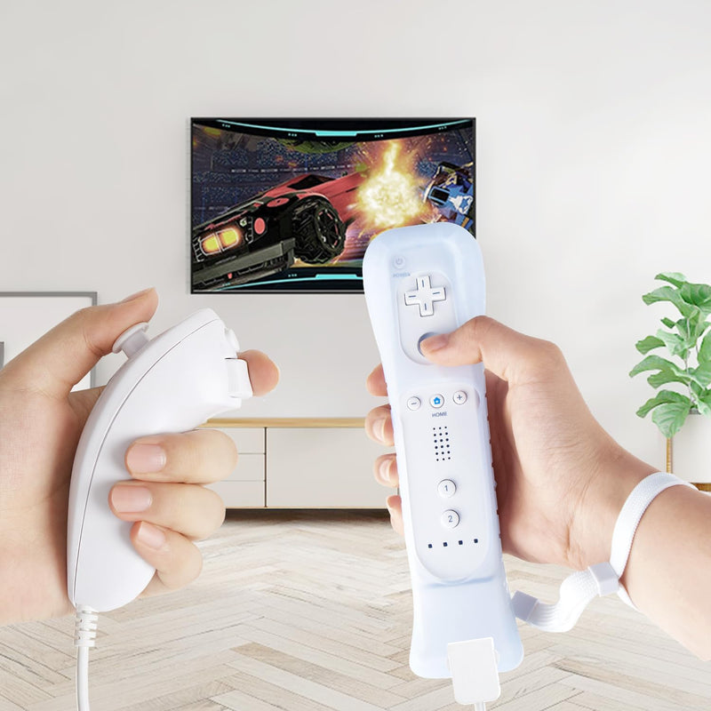 XiQiDianr 2 Motion Plus Attachment and 2 Silicon Case for Nintendo Wii Remote Controller, Motion Plus Adaptor Sensor Accelerator Replacement for Wii Motion Plus Adapter（White） White