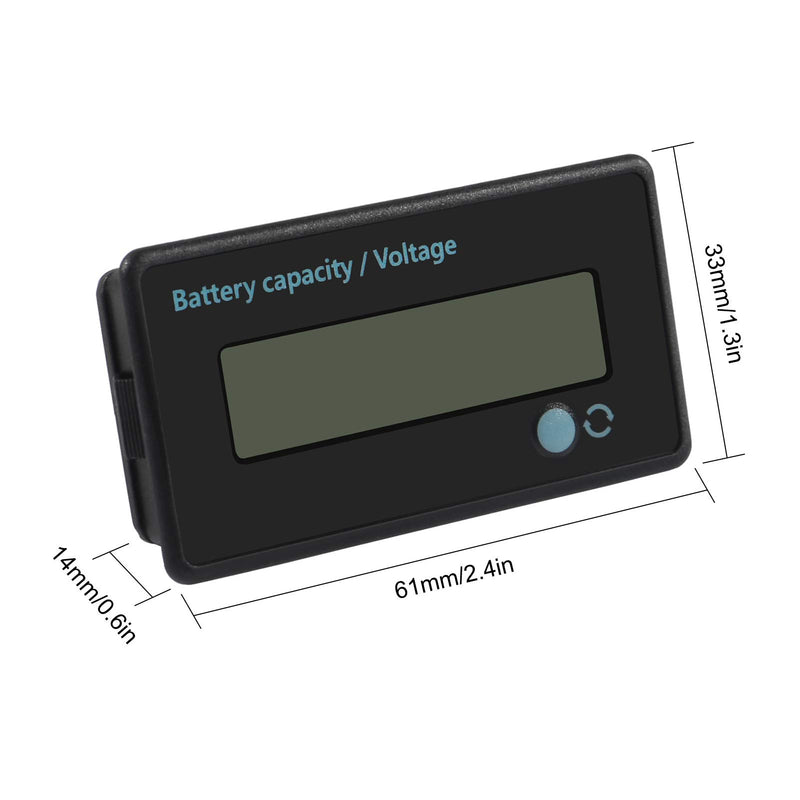 AITRIP 4pcs DC 12V 24V 36V 48V 72V Battery Meter with Alarm, Battery Capacity Voltage Indicator Battery Gauge Monitors Lead-Acid and Lithium ion Battery Indicator Green