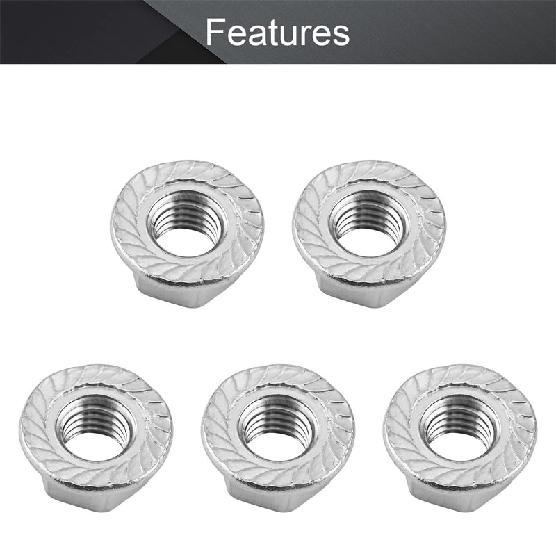 MroMax M10-1.5mm Serrated Flange Hex Lock Nuts 304 Stainless Steel Serrated Metric Hex Flange Lock Nuts for Automobiles, Motorcycles, Generators, Home Appliances Silver 12Pcs