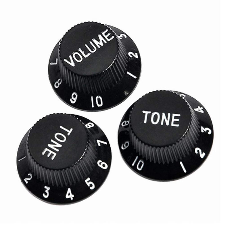 Alnicov Guitar Control Knobs 1 Volumn 2 Tone Fits Metric Pots Knobs Compatible For Fdstrat Stratocaster Style Electric Guitar Parts. (Black)