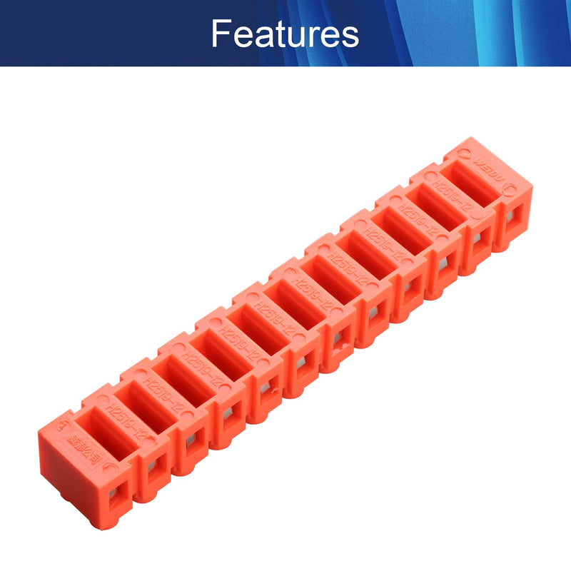 Jutagoss 2 PCS Dual Row Terminal Block H2519-12 Screw Terminal Electric Barrier Strip Block 12 Positions 600V 36A Wire Barrier Block Terminal H2519-12 2PCS