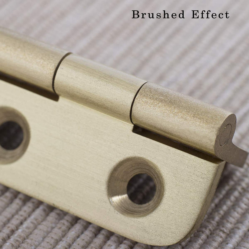 [AUSTRALIA] - Keenkee 4 PCS Brushed Solid Brass Butt Hinges 2 Inch for Cabinet Doors, Trunks, Wood, Chest Lid, Crafts, Jewelry Box and Small Wooden Boxes, Furnitures, Round Corner Mortise Brass Hinge with Screws 